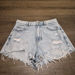 Dynamite Frayed Light Blue Jean Shorts